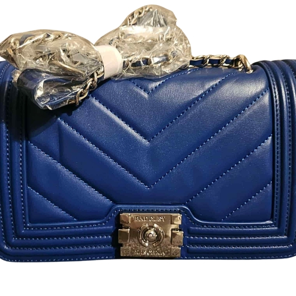 Badgley Mischka Royal Blue Quilted Crossbody Bag
